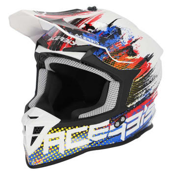 Casque moto cross Acerbis LINEAR 22.06 BLANC/BLEU/ROUGE