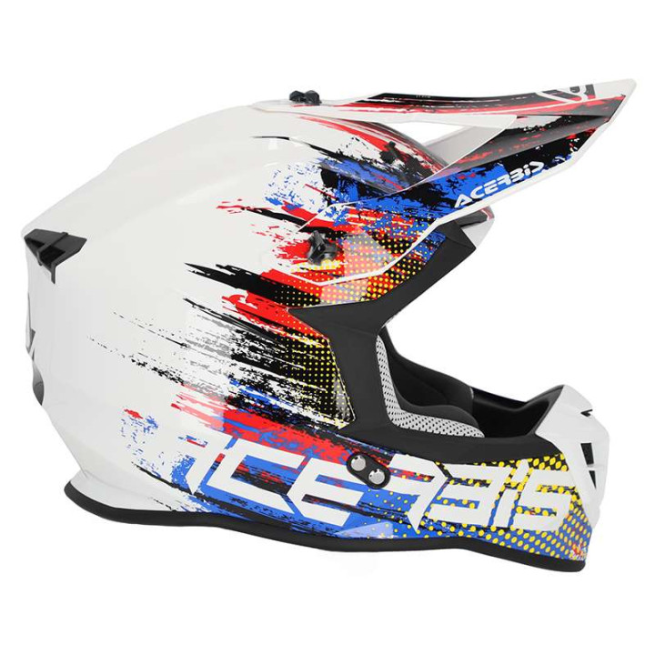 Casque moto cross Acerbis LINEAR 22.06 BLANC/BLEU/ROUGE