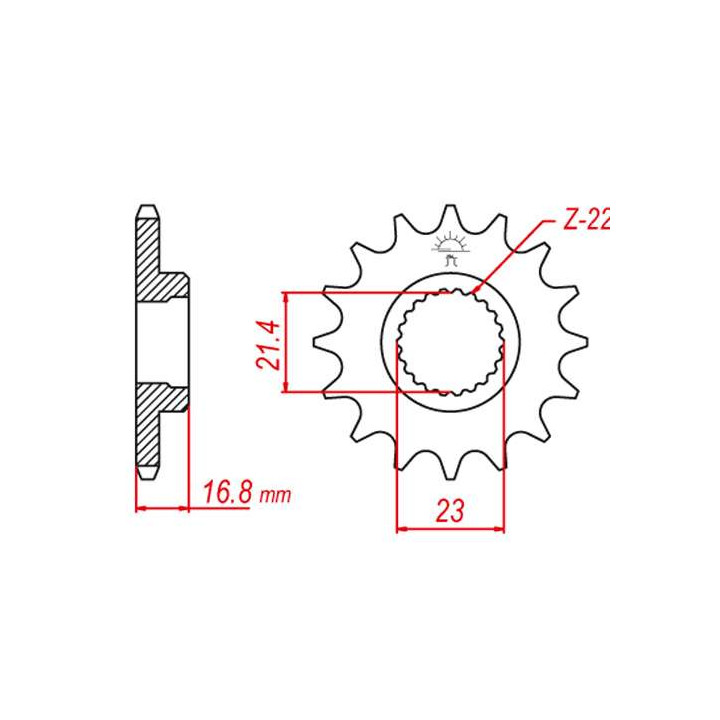 Pignon JT 16 dents pas 520 type 582 Pignon JT 16 dents pas 520 type 582