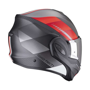 Casque moto modulable Scorpion EXO-TECH EVO CARBON GENUS NOIR MAT / ROUGE 