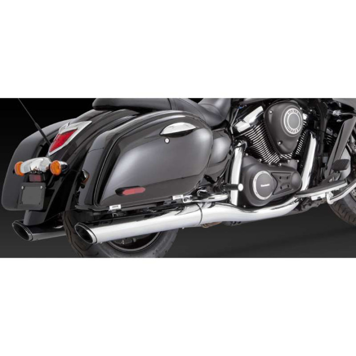 Silencieux Vance & Hines TWIN SLASH chromé (18371) Kawasaki VN1700 NOMAD/VAQUERO/VOYAGER