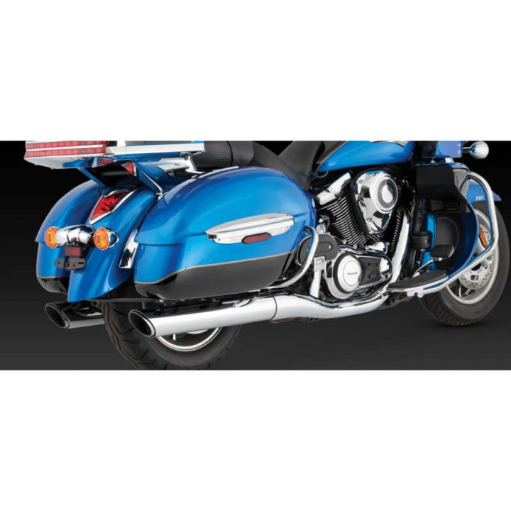 Silencieux Vance & Hines TWIN SLASH chromé (18371) Kawasaki VN1700 NOMAD/VAQUERO/VOYAGER