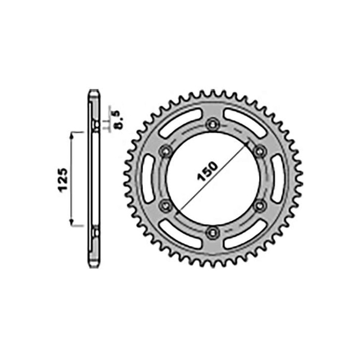 Couronne acier PBR 45 dents pas 520 type 4507 KTM 690SM Couronne acier PBR 45 dents pas 520 type 4507 KTM 690SM