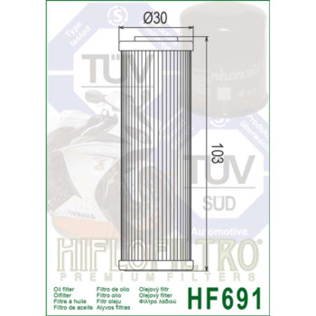 Filtre à huile Hiflofiltro HF691 Fantic/Kove Filtre à huile Hiflofiltro HF691 Fantic/Kove