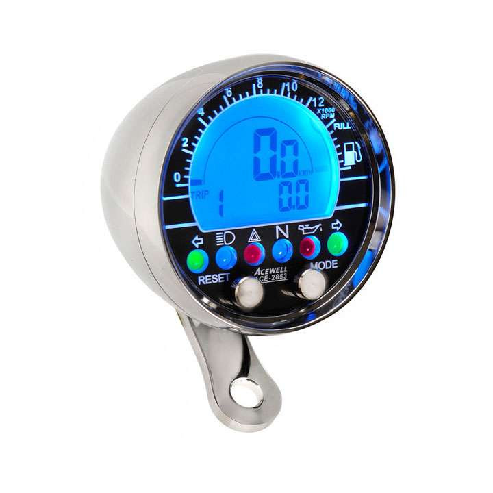 Compteur moto vintage leds Acewell 2853 Poli