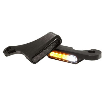 Clignotants moto + feu de position LED Noir Heinz Bikes fixation guidon pour HD SOFTAIL