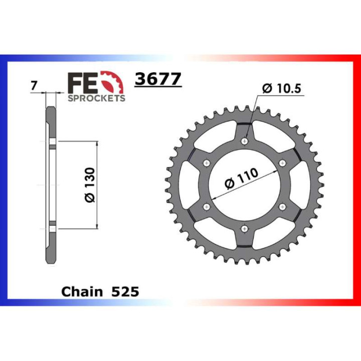 Couronne FE 47 dents pas 525 type 3677
