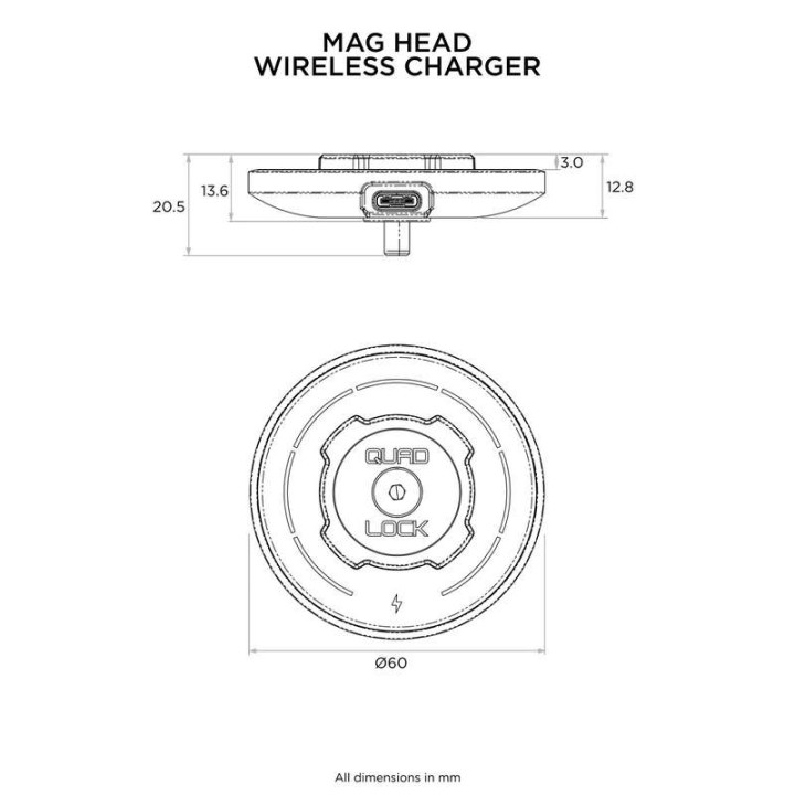 Quad Lock MAG induction charging head