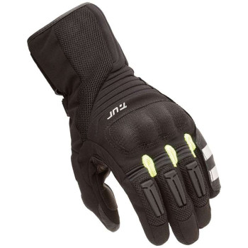 Gants moto T.UR TR-P HYDROSCUD Noir/Jaune fluo