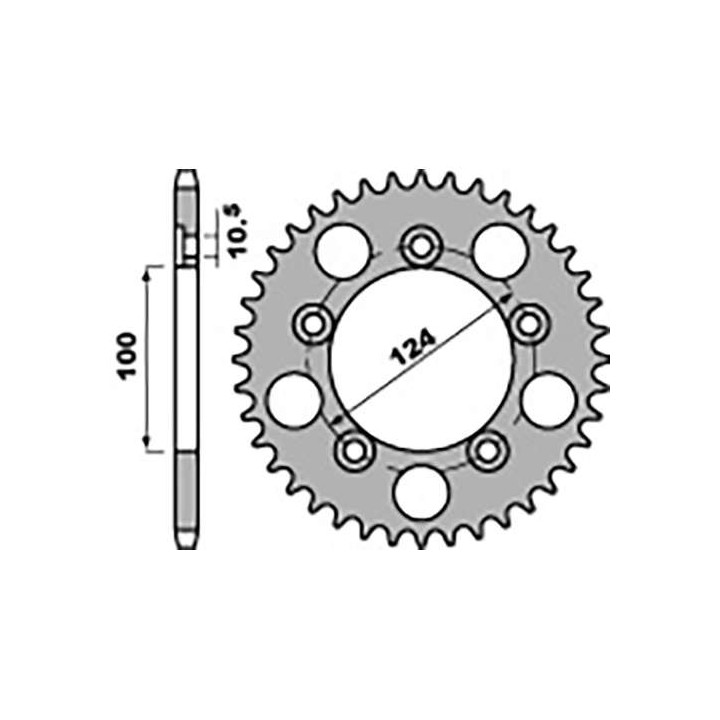 Couronne acier PBR 36 dents pas 525 type 4443 Ducati
