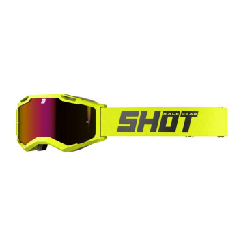Masque moto cross Shot IRIS 2.0 SOLID NEON YELLOW GLOSSY