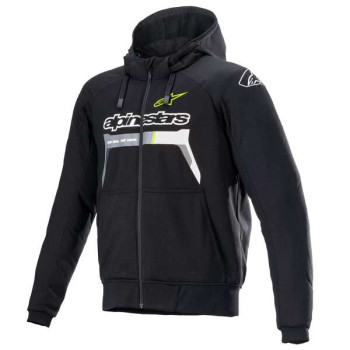 Sweat moto Alpinestars CHROME IGNITION Noir/Jaune Fluo