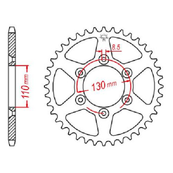 Couronne acier JT 62 dents pas 420 type 1079