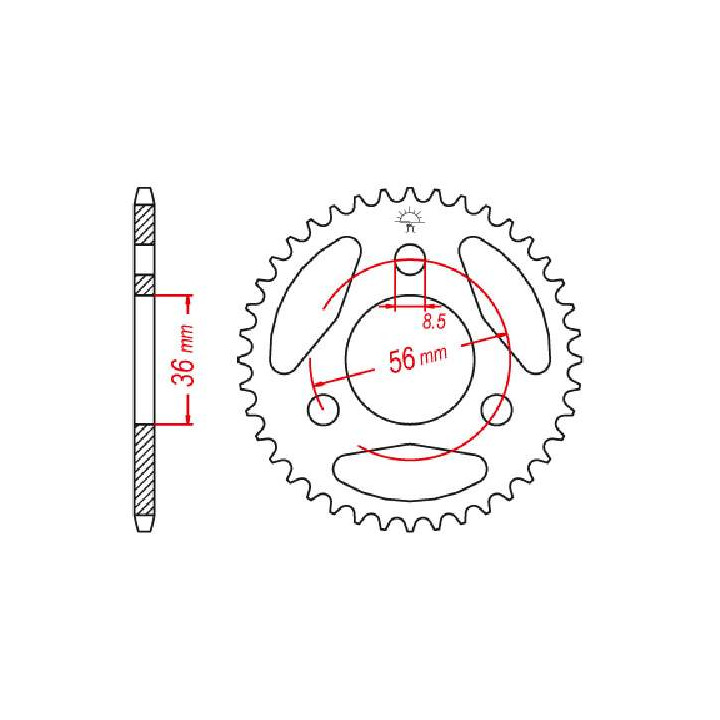 Couronne acier JT 28 dents pas 420 type 1780 Couronne acier JT 28 dents pas 420 type 1780