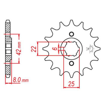 Pignon JT 14 dents pas 520 type 281