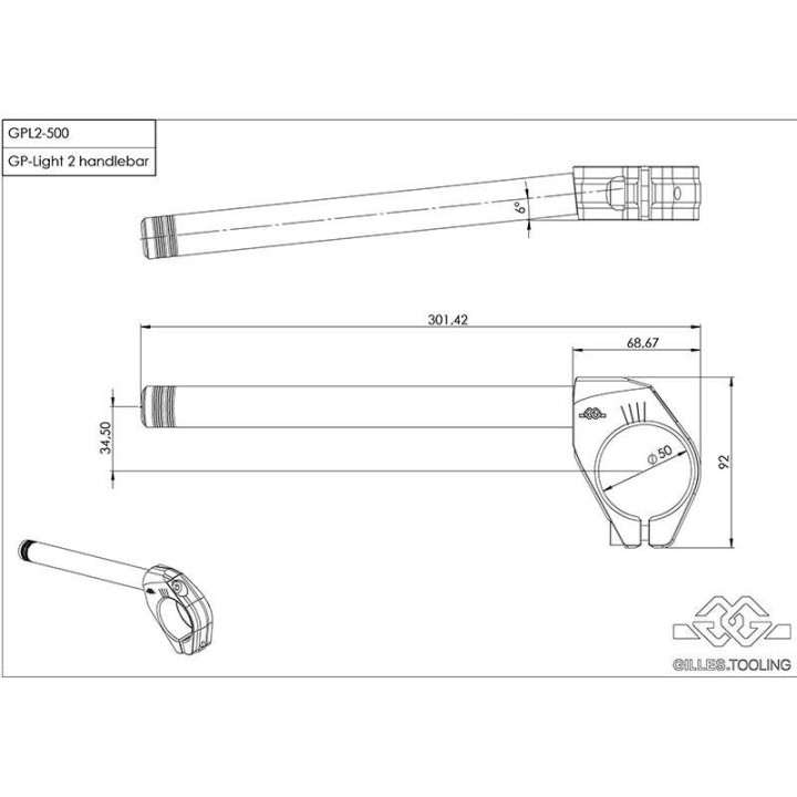 Guidons bracelets GILLES TOOLING GP-Light 2 fixes 50mm noir Guidons bracelets GILLES TOOLING GP-Light 2 fixes 50mm noir