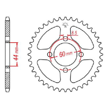 Couronne acier JT 49 dents pas 428 type 833
