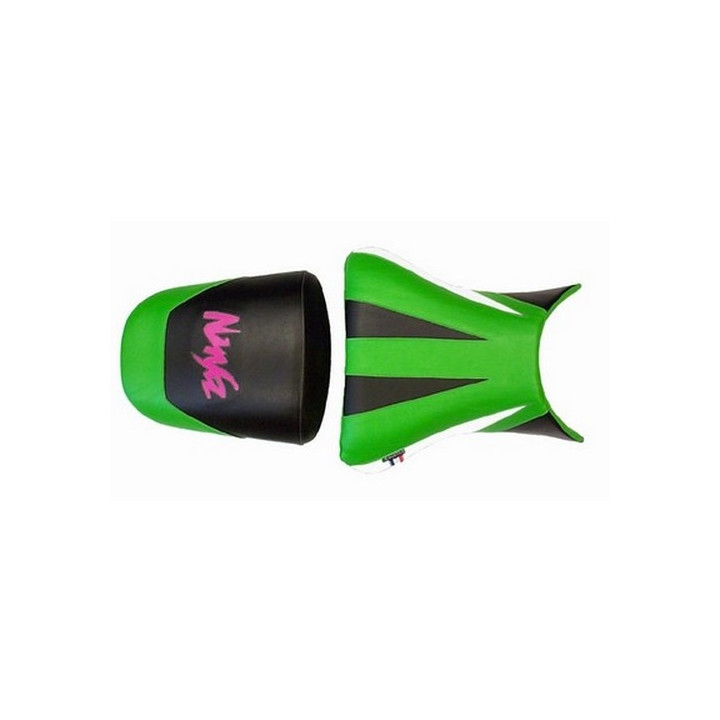 Saddle cover Bagster (2090G) Green/Black/White/Letters Fuchsia Kawasaki ZX6 R 00