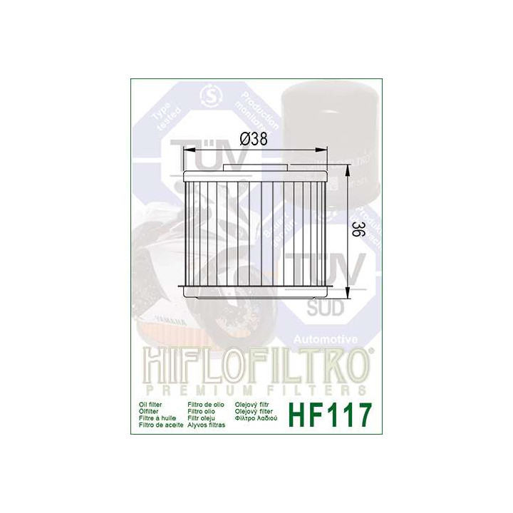 Filtre à huile Hiflofiltro HF117 (transmission Honda DCT)
