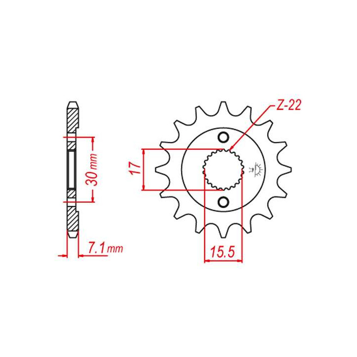 Pignon JT 15 dents pas 428 type 1257 Pignon JT 15 dents pas 428 type 1257