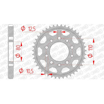 Couronne acier AFAM 43 dents pas 530 type 10405 Honda CBX 400 F F2 Couronne acier AFAM 43 dents pas 530 type 10405 Honda CBX 400 F F2