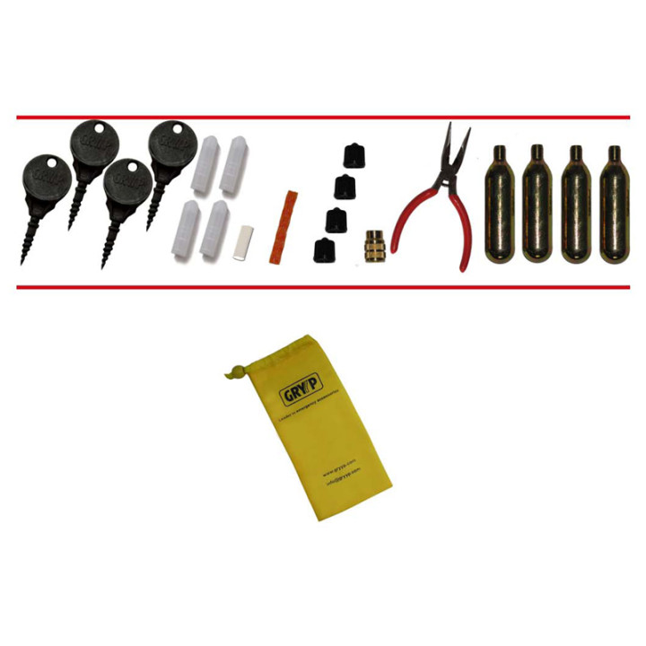 Kit dépannage Gryyp K004 pour pneu auto/moto tubeless (Cargol x4)