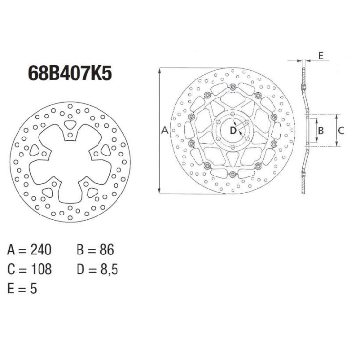 Rear brake disc Brembo Series Oro 68B407K5 KTM SUPER DUKE R/GT