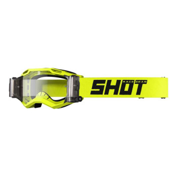 Masque moto cross Shot ASSAULT 2.0 SOLID NEON YELLOW GLOSSY ROLL-OFF