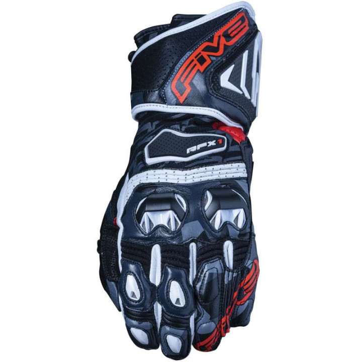 Five RFX1 REPLICA Camo Red motorcycle racing gloves
