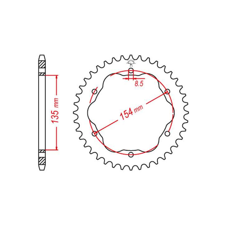 Couronne alu JT 40 dents ultra-light pas 520 type 762