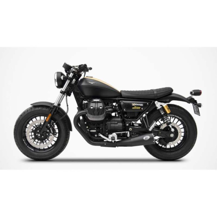 Approved mufflers (X2) Zard BIG INOX Black Moto Guzzi V9 BOBBER/ROAMER
