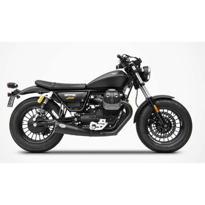 Approved mufflers (X2) Zard BIG INOX Black Moto Guzzi V9 BOBBER/ROAMER