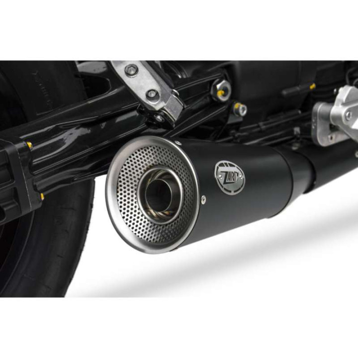 Approved mufflers (X2) Zard BIG INOX Black Moto Guzzi V9 BOBBER/ROAMER