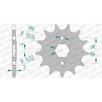 Pignon AFAM 14 dents pas 520 type 20203 Honda MTX 125 R