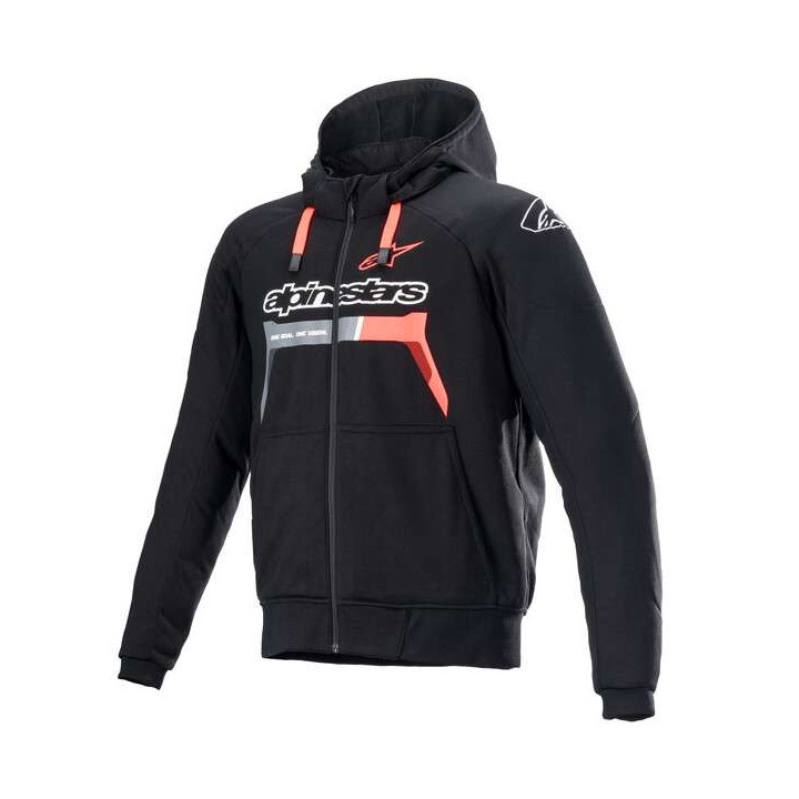 Alpinestars CHROME IGNITION motorcycle sweatshirt Black/Red Fluo