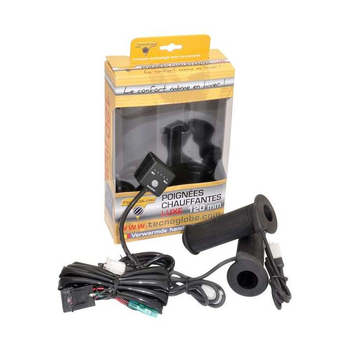 Poignées chauffantes moto Tecnoglobe LUXE 120/22mm Poignées chauffantes moto Tecnoglobe LUXE 120/22mm