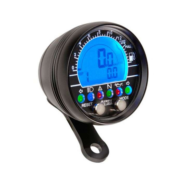 Vintage led motorcycle meter Acewell 2853 Black