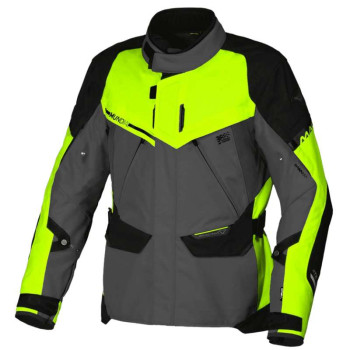 Veste moto Macna MUNDIAL Gris/Jaune Fluo