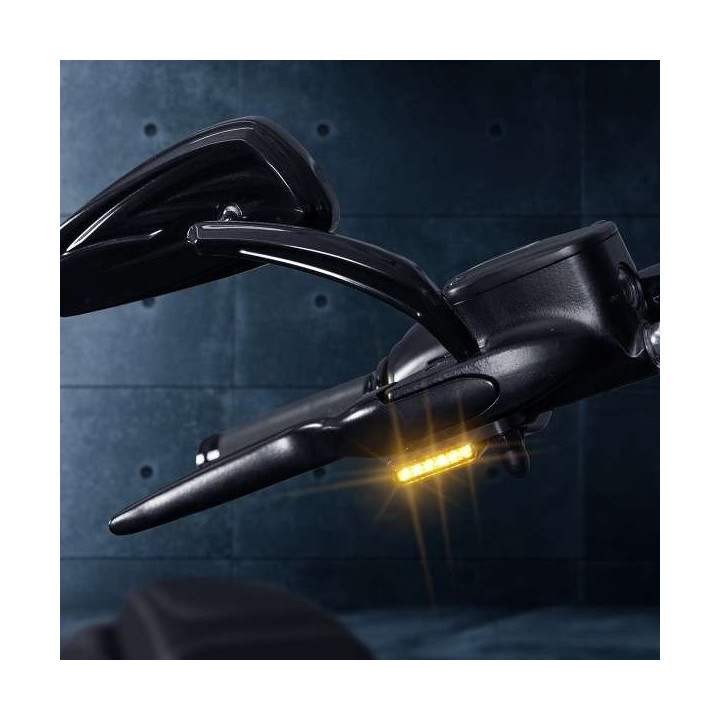 Clignotants moto LED Noir Heinz Bikes fixation guidon pour HD SOFTAIL