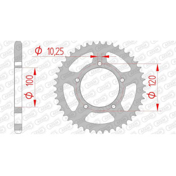 Couronne acier AFAM 42 dents pas 525 type 35800 Aprilia RSV 1000 Couronne acier AFAM 42 dents pas 525 type 35800 Aprilia RSV 1000