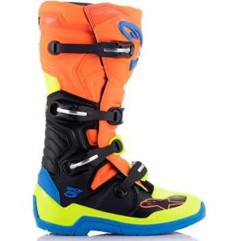 Bottes moto cross ALPINESTARS TECH 5 ORANGE/YELLOW/BLUE