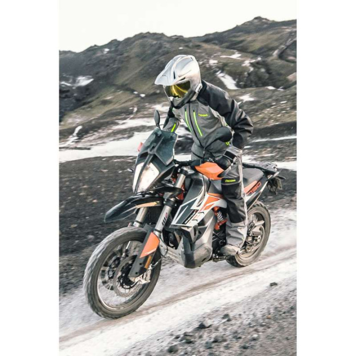 Pantalon moto Icon RAIDEN Grey/Hi-Viz