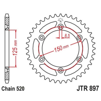 Couronne acier carbone C49 JT 50 dents pas 520 type 897