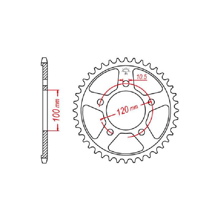 Couronne acier JT 46 dents pas 525 type 702