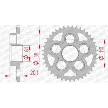 Couronne acier AFAM 41 dents pas 520 type 92667 MV (Agusta) 750 Brutale Couronne acier AFAM 41 dents pas 520 type 92667 MV (Agusta) 750 Brutale