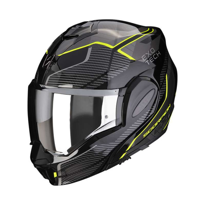 Casque moto modulable Scorpion EXO-TECH EVO ANIMO NOIR / JAUNE