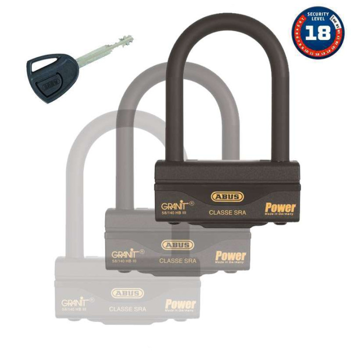 Motorcycle anti-theft lock SRA U ABUS Granit Power 58/140HB III SL 100x84 CLOSING