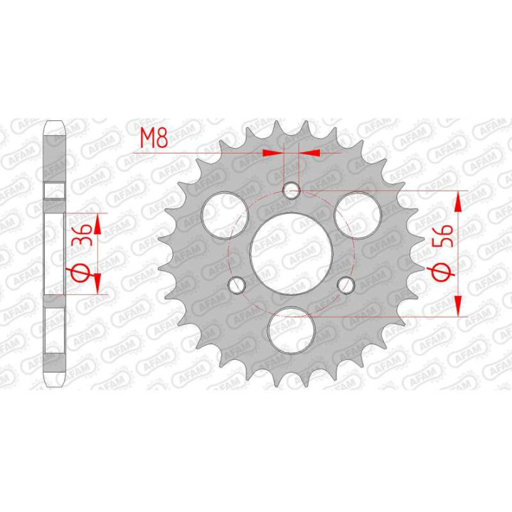 AFAM steel crown 28 teeth pitch 428 type 74101 Kymco KXR 50 Quad