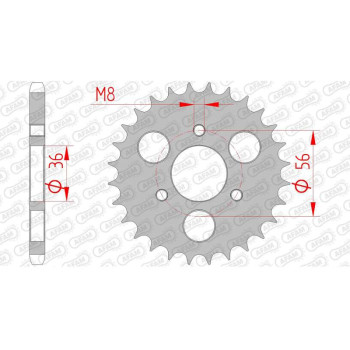 Couronne acier AFAM 28 dents pas 428 type 74101 Kymco KXR 50 Quad Couronne acier AFAM 28 dents pas 428 type 74101 Kymco KXR 50 Quad