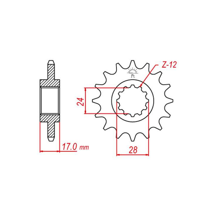 Pignon JT 15 dents pas 520 type 1295 Pignon JT 15 dents pas 520 type 1295